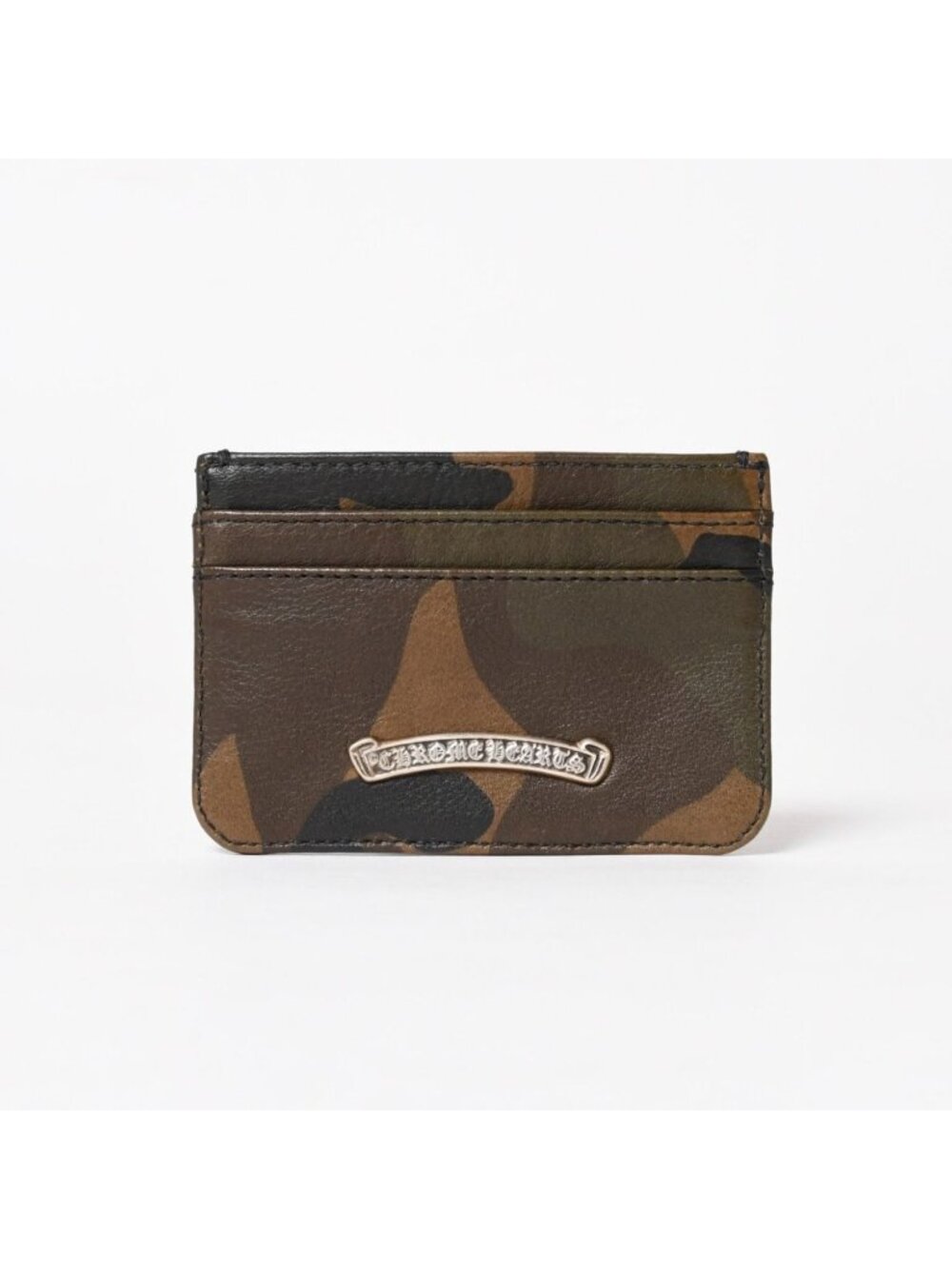 Chrome Hearts Double Side Card Case Scroll Label Logo Camouflage 925 Sterling